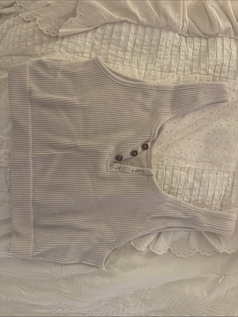 By Together Ribbed Tank Top with Button Placket - Light Beige